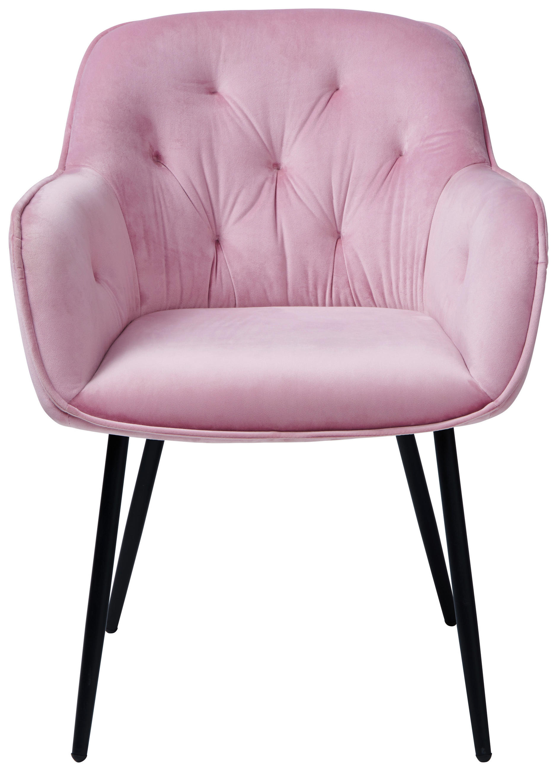 ARMLEHNSTUHL Samt Rosa, Schwarz Gusseisen  - Schwarz/Rosa, MODERN, Textil/Metall (63/87/64cm) - MID.YOU