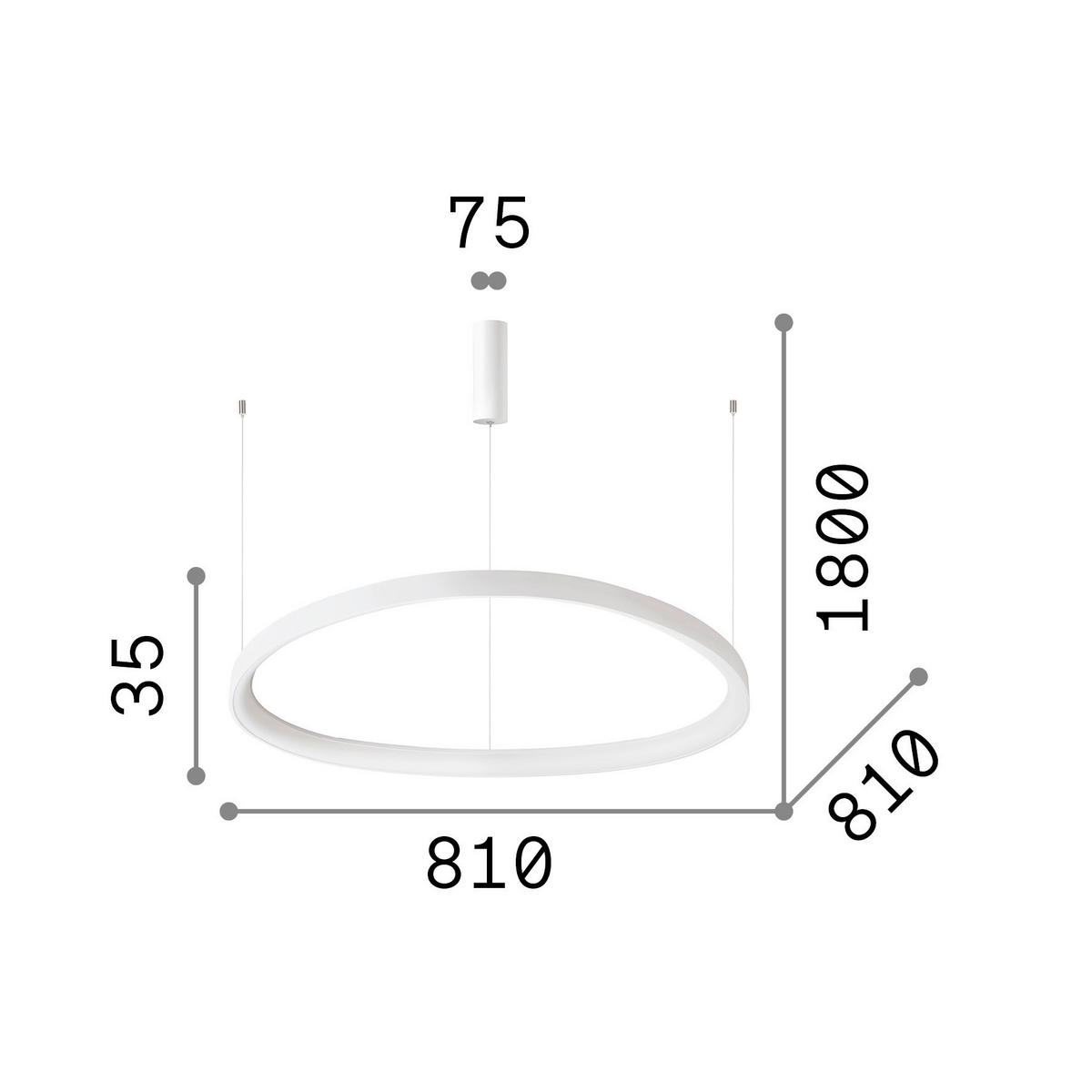 HÄNGELEUCHTE 81/28,5 - 200 cm  - Messingfarben, Design, Kunststoff/Metall (81/28,5 - 200cm) - Ideal Lux