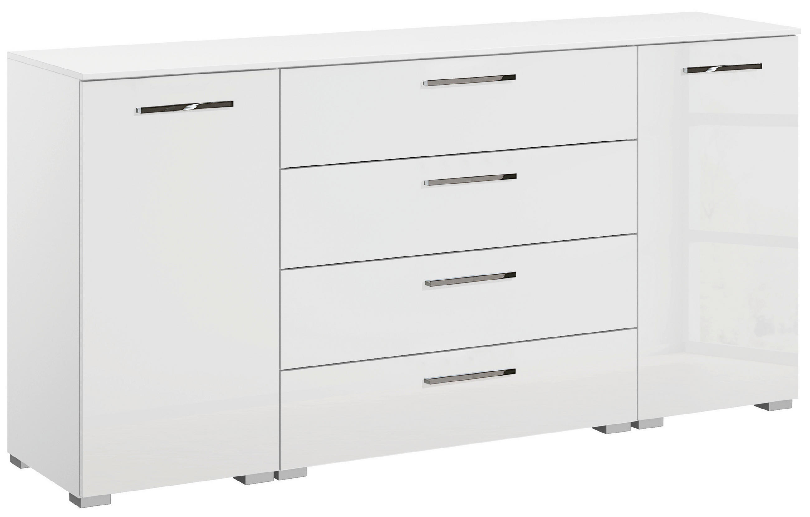 SIDEBOARD  in 160/81/42 cm  - Chromfarben/Weiß Hochglanz, Design, Holzwerkstoff/Kunststoff (160/81/42cm) - Novel