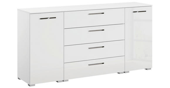 SIDEBOARD  160/81/42 cm 4 Schublade(n)  - Chromfarben/Weiß Hochglanz, Design, Holzwerkstoff/Kunststoff (160/81/42cm) - Novel