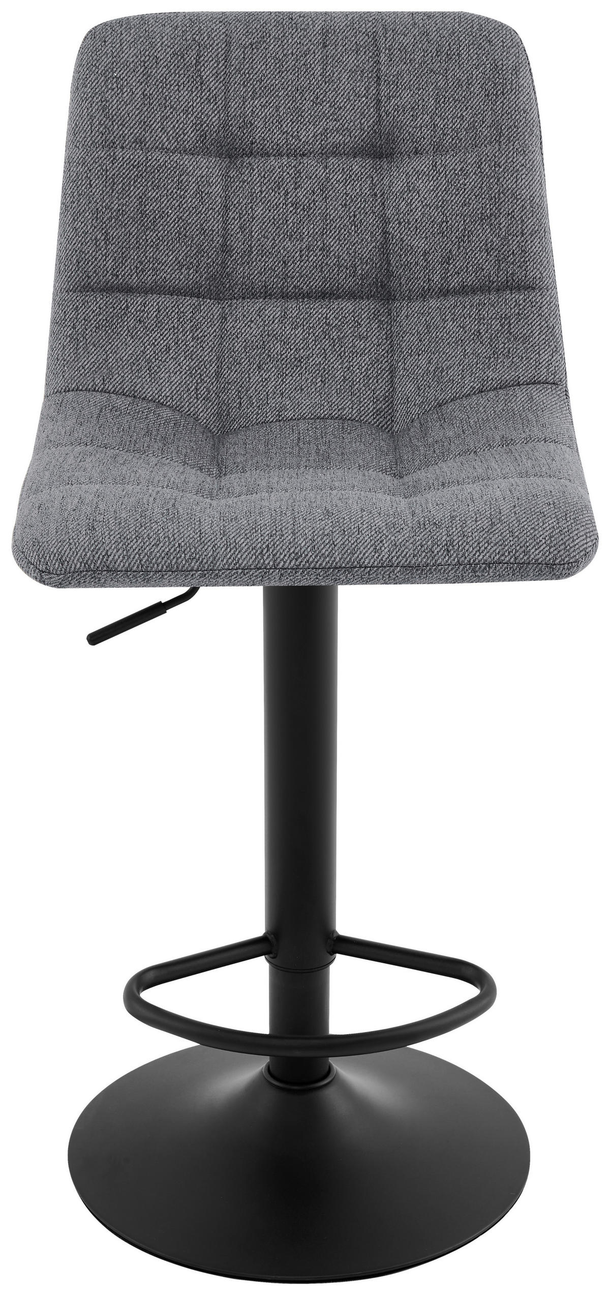 BARHOCKER Webstoff Grau, Schwarz Eisen Sitzfläche 360° drehbar  - Schwarz/Grau, Design, Textil/Metall (43/90-112/47cm) - Stylife