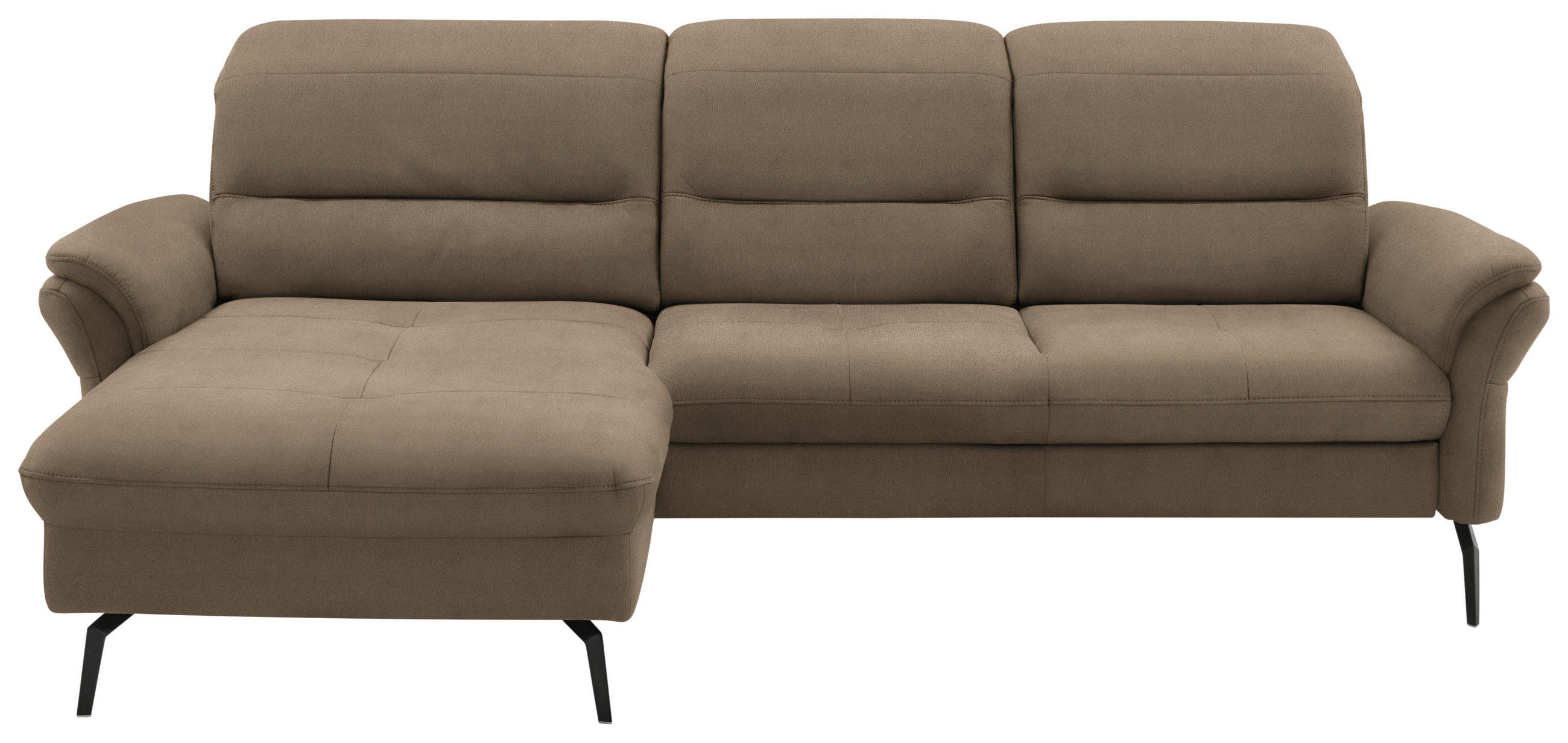 ECKSOFA in Flachgewebe Greige  - Greige/Schwarz, Konventionell, Textil/Metall (181/260cm) - Beldomo Speed