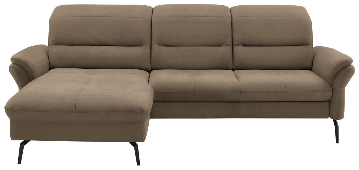ECKSOFA in Flachgewebe Greige  181/260 cm  - Greige/Schwarz, KONVENTIONELL, Textil/Metall (181/260cm) - Beldomo Speed