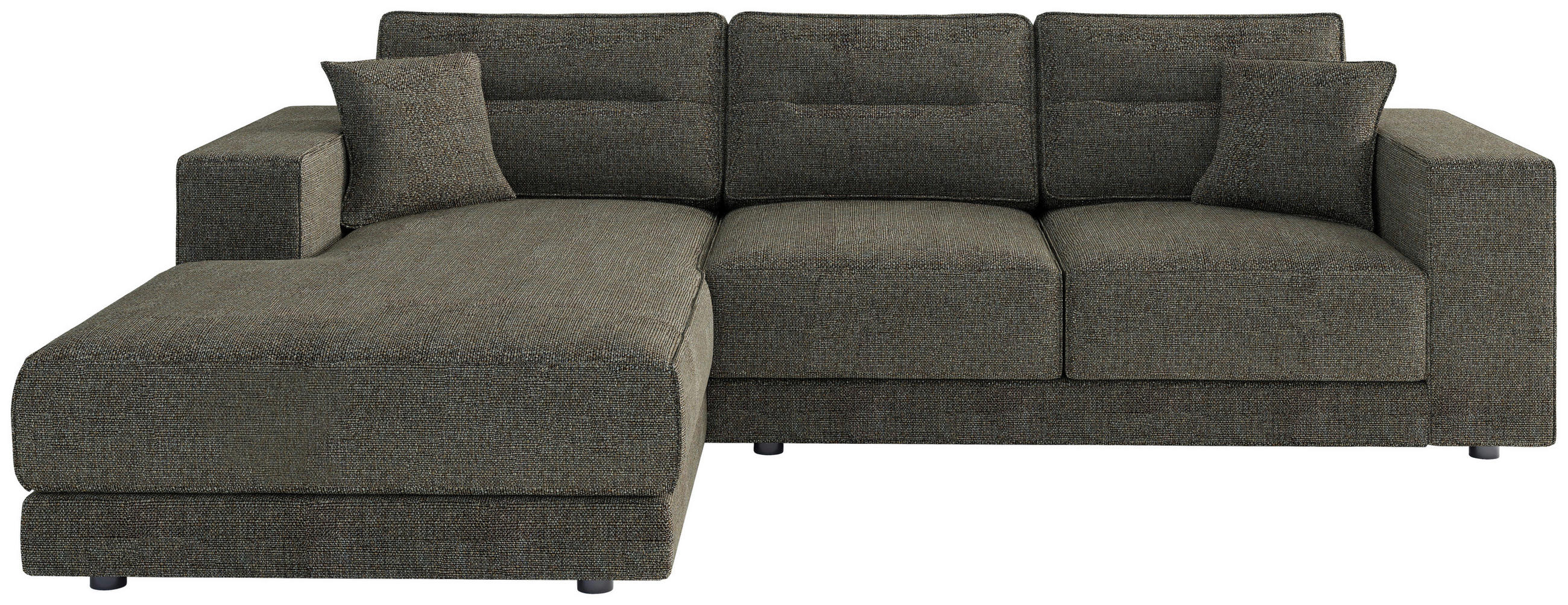 ECKSOFA Verona Braun Flachgewebe  - Edelstahlfarben/Braun, Design, Kunststoff/Textil (195/272cm) - Livetastic