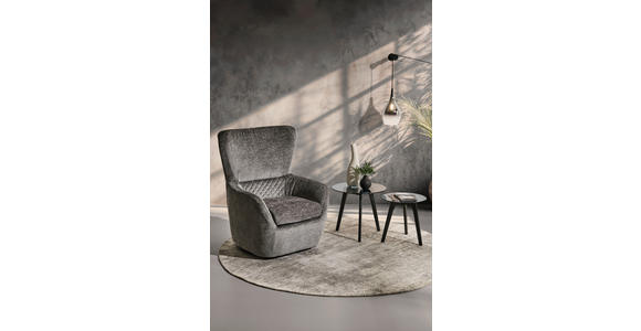 SESSEL in Chenille Anthrazit - Anthrazit/Schwarz, Design, Textil/Metall (80/100/85cm) - Carryhome