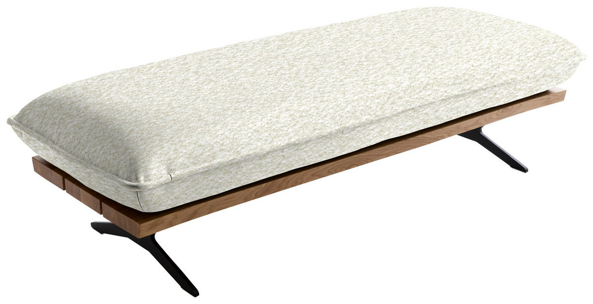 ECKSOFA Chenille, Flachgewebe Creme, Wildeiche  - Wildeiche/Creme, Design, Holz/Textil (161/284cm) - Koinor