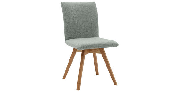 STUHL beflockt Eichefarben, Mintgrün Wildeiche massiv - Eichefarben/Mintgrün, KONVENTIONELL, Holz/Textil (49/91/44cm) - Valnatura