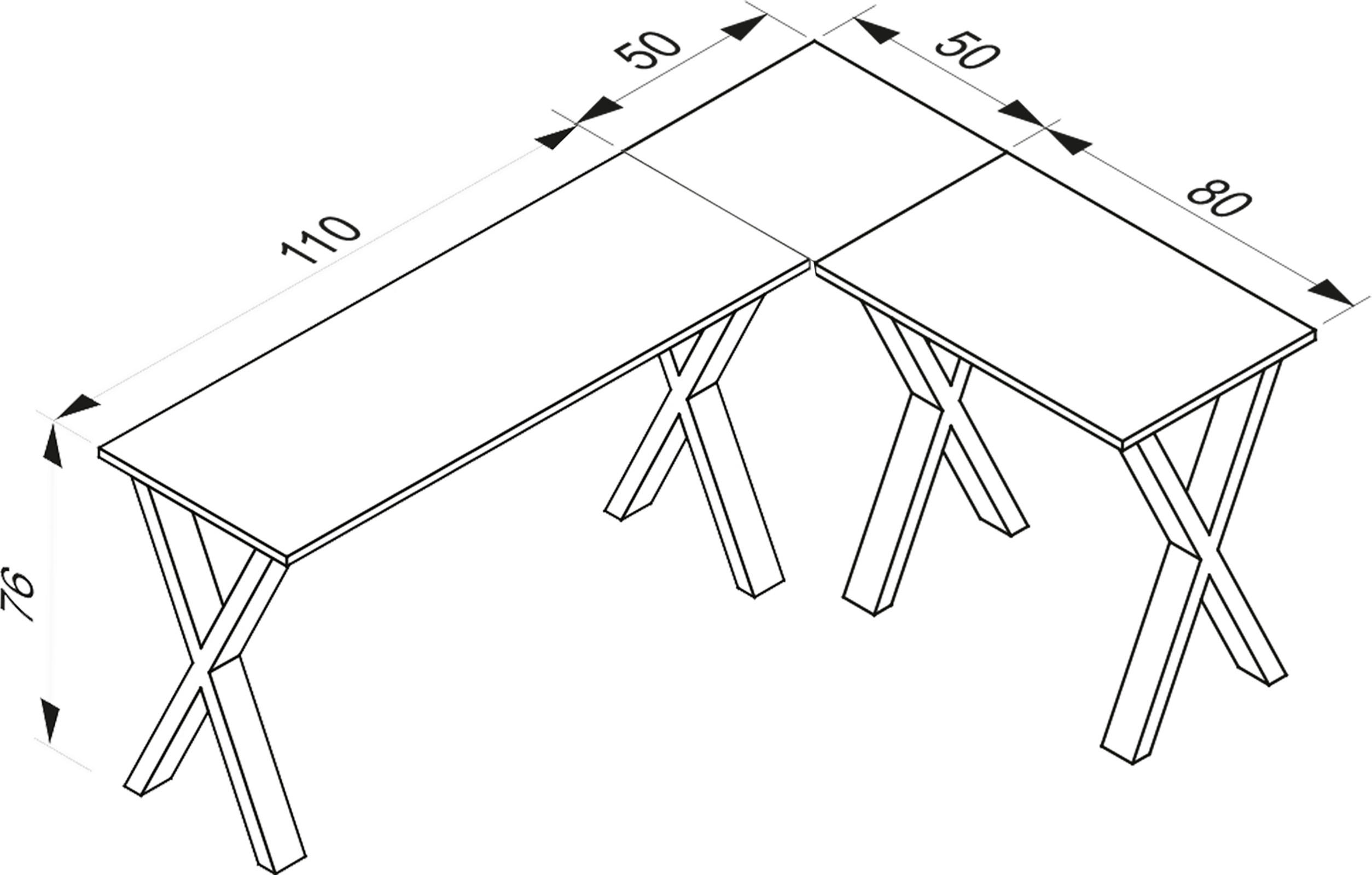 ECKSCHREIBTISCH 130/130/76 cm  in Silberfarben, Honigeiche  - Honigeiche/Silberfarben, Design, Holzwerkstoff/Metall (130/130/76cm) - MID.YOU