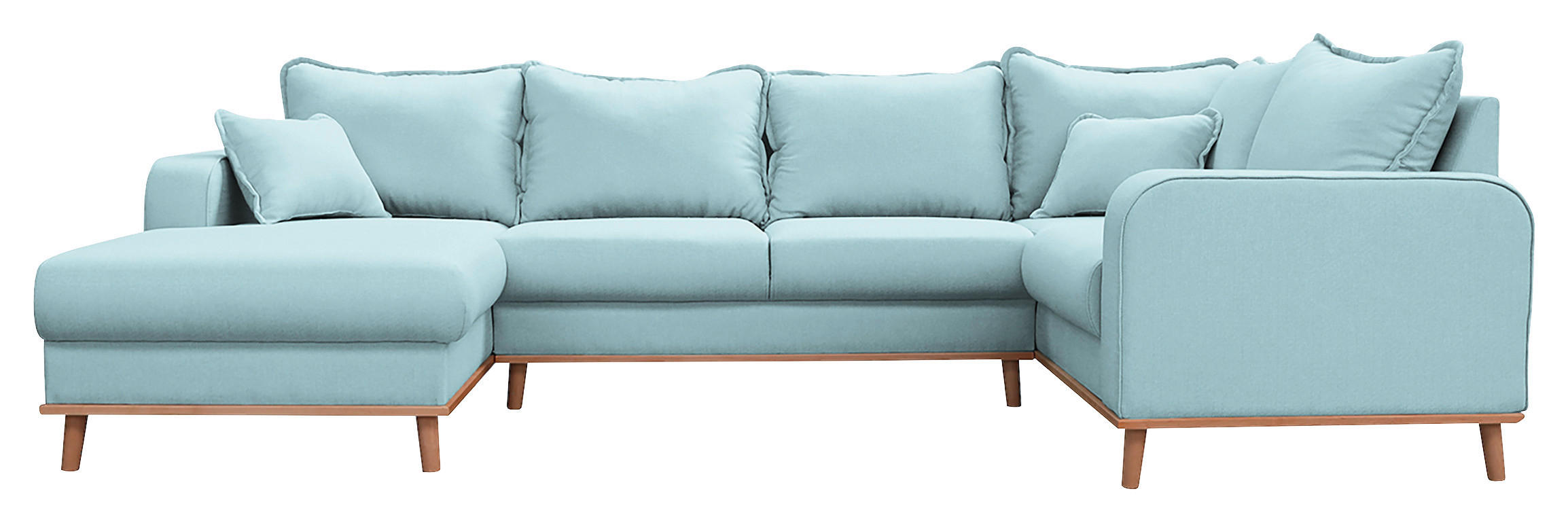 WOHNLANDSCHAFT Hellblau  - Wengefarben/Hellblau, Design, Holz/Textil (170/296/167cm) - Livetastic