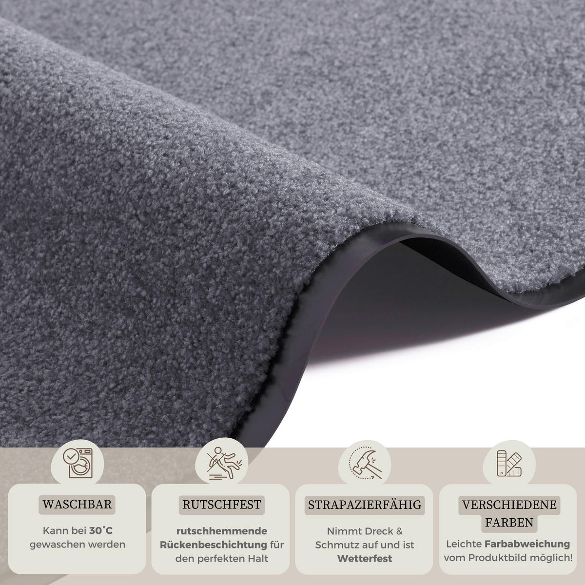 SCHMUTZFANGMATTE  60/90 cm  Grau  - Grau, Basics, Kunststoff/Textil (60/90cm)