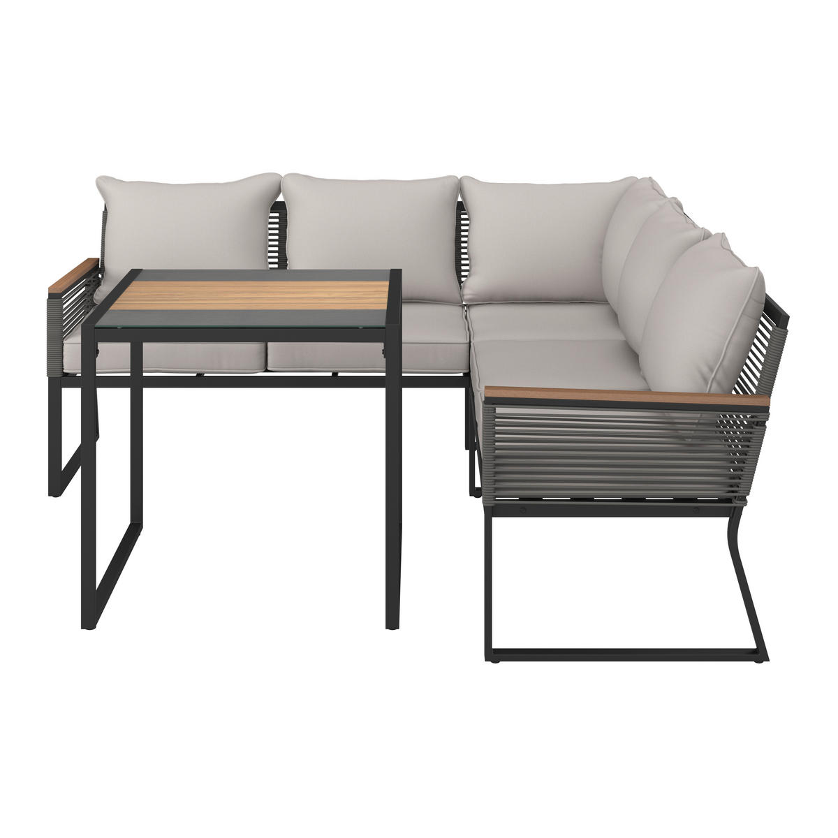 BAŠT. GARNITURA ZA RUČAVANJE 2 dela  - prirodna boja/svetlosiva, Moderno, staklo/metal (181/73/65cm) - Bessagi Garden