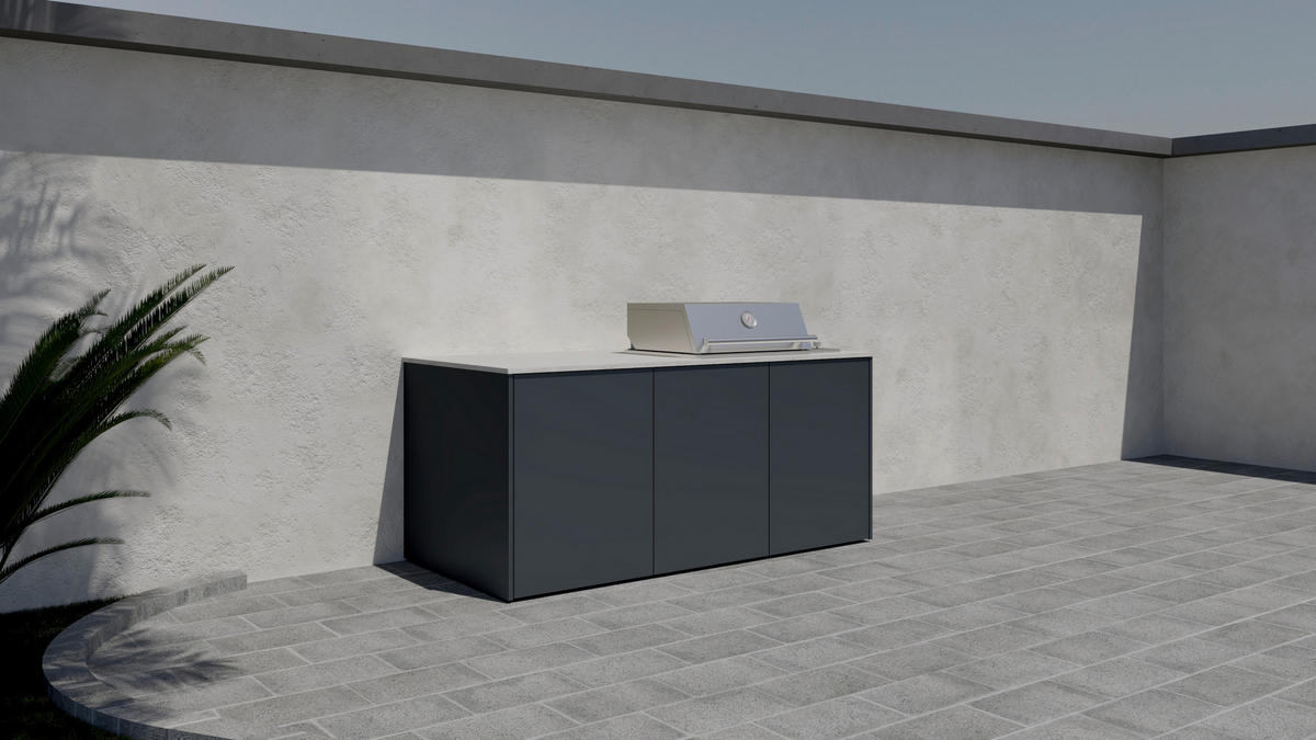 OUTDOORKÜCHE  - Sandfarben/Anthrazit, Basics, Keramik/Metall (198/117-123/78,3cm) - Dieter Knoll
