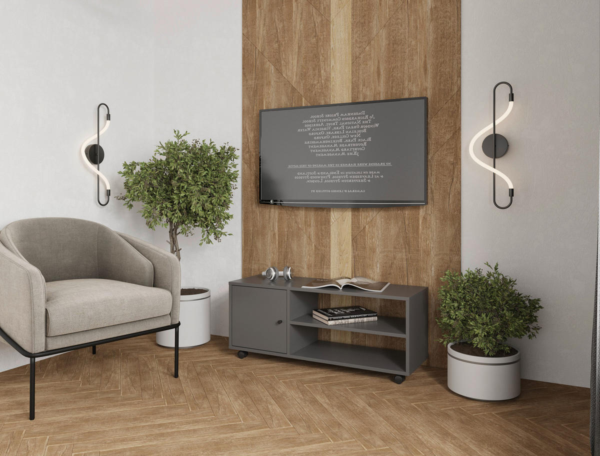 TV-ELEMENT 100/42/33,5 cm  - Anthrazit, Basics, Holzwerkstoff/Kunststoff (100/42/33,5cm) - Boxxx