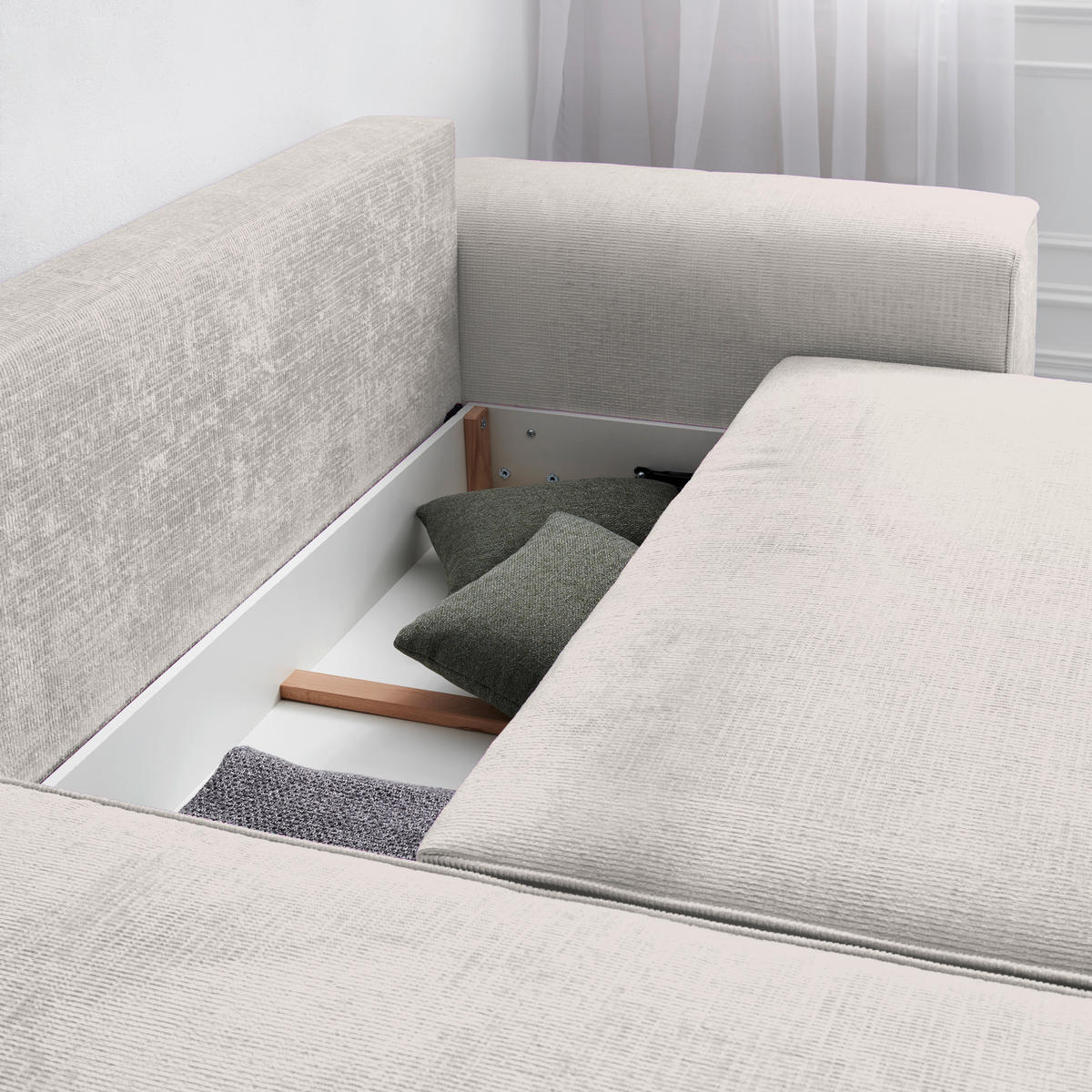 ECKSOFA in Plüsch Beige  - Beige/Blaugrau, Design, Kunststoff/Textil (152/288cm) - Xora