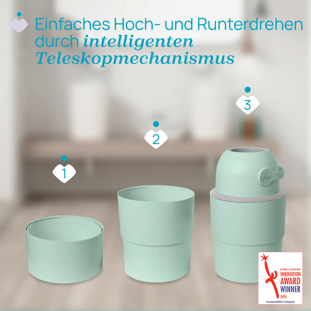 WINDELEIMER 28,5/48/28,5 cm  - Grün, Basics, Kunststoff (28,5/48/28,5cm) - Chicco