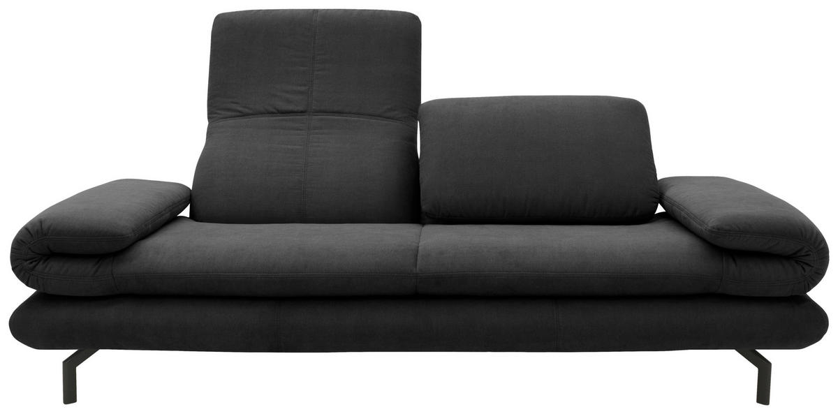 ZWEISITZER-SOFA mit Funktionen Webstoff Dunkelgrau  - Dunkelgrau/Schwarz, Design, Textil/Metall (204 (264)/83 (110)/98cm) - LOOKS by W.Joop