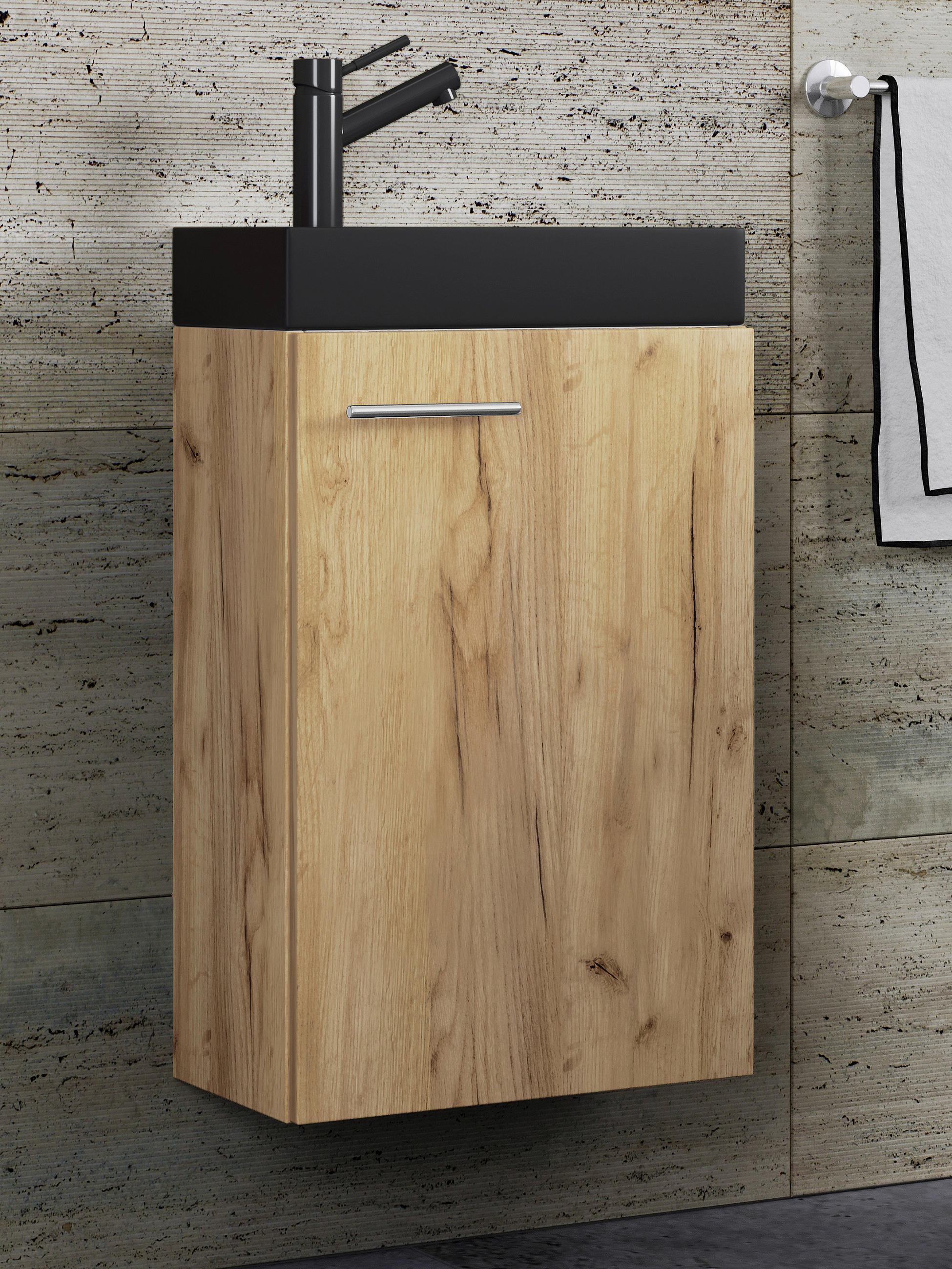 WASCHTISCHKOMBI 40,5 cm  - Honigeiche/Silberfarben, Modern, Keramik/Holzwerkstoff (40,5cm) - MID.YOU