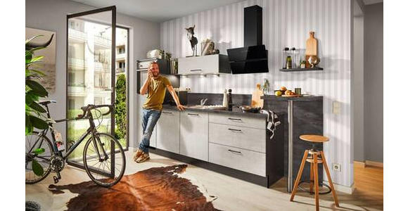 KÜCHENBLOCK 320 cm in Graphitfarben, Weiß - Schwarz/Graphitfarben, KONVENTIONELL, Holzwerkstoff/Metall (320cm) - Xora