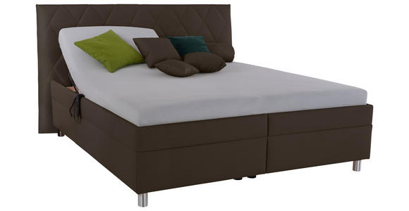 POLSTERBETT Matratze, Lattenrost, Bettkasten Braun 180/200 cm - Birkefarben/Silberfarben, KONVENTIONELL, Holz/Textil (180/200cm) - Esposa