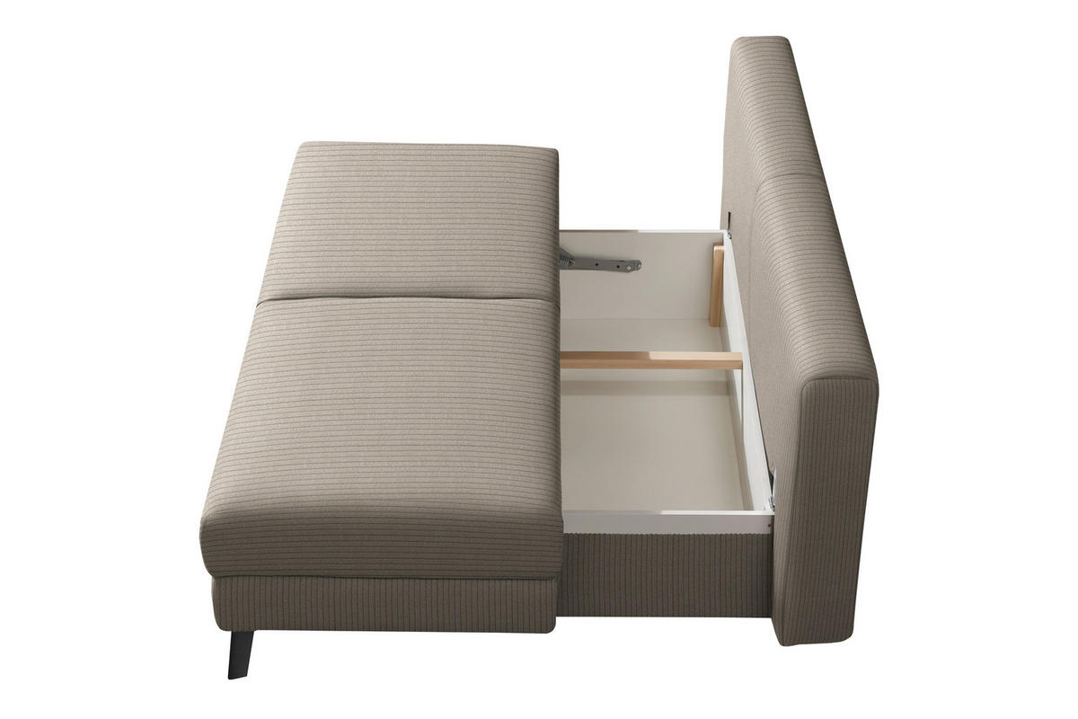 SCHLAFSOFA  in Cord Hellbraun  - Hellbraun/Schwarz, MODERN, Textil/Metall (194/91/90cm) - Novel