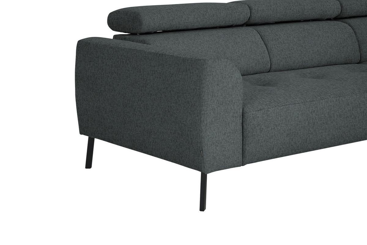 ECKSOFA in Chenille Grau  280/205 cm  - Schwarz/Grau, Design, Textil/Metall (280/205cm) - Xora