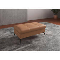 HOCKER in Leder Cappuccino  - Schwarz/Cappuccino, Konventionell, Leder/Metall (102/47/69cm) - Sit & More