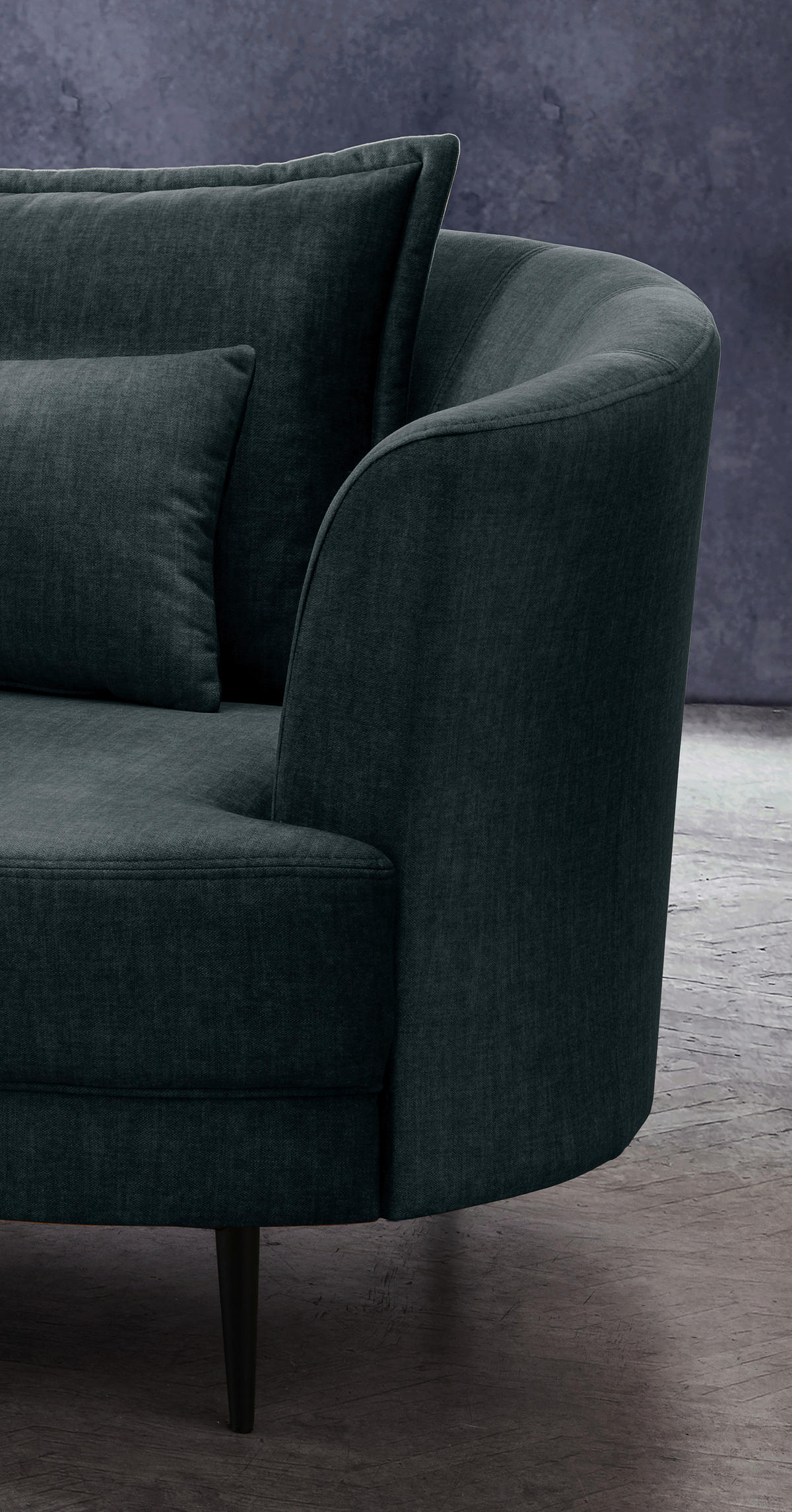 3-SITZER-SOFA in Velours Blau  - Blau/Schwarz, Modern, Textil/Metall (209/85/101cm) - Livetastic