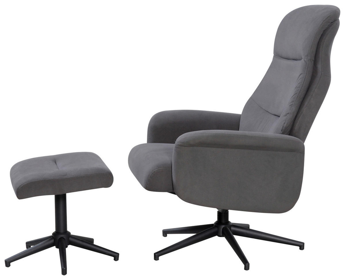 POČIVALNIK S PODNOŽNIKOM,  siva kovina, tekstil - črna/siva, Trend, kovina/tekstil (74,5/105/85cm) - Carryhome