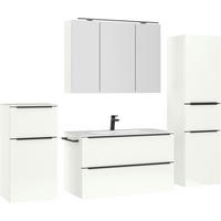 BADEZIMMER 5-teilig  in 191 cm  - Weiß Hochglanz/Schwarz, MODERN, Holzwerkstoff/Stein (191cm) - Nobilia