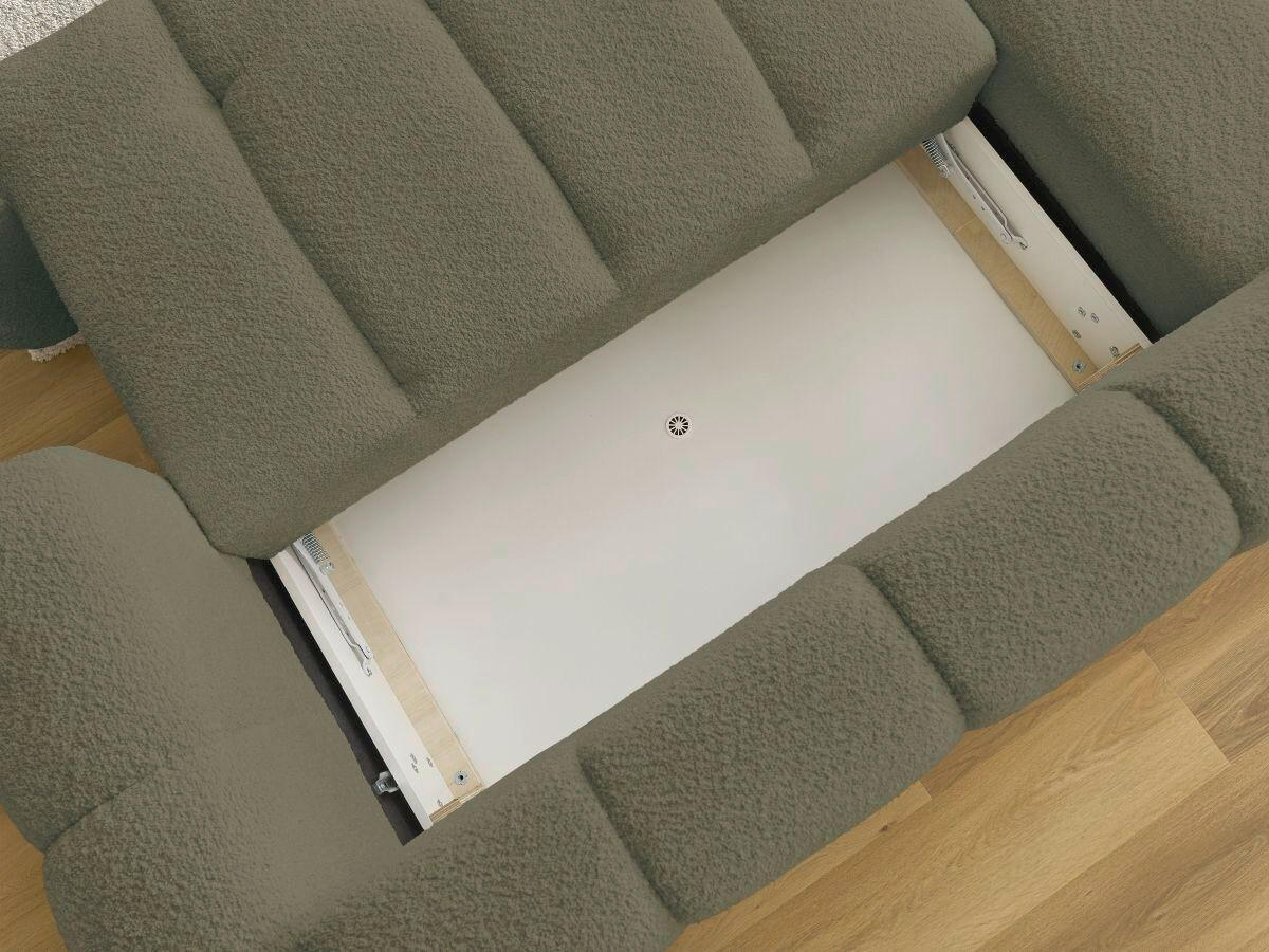 ECKSCHLAFSOFA FUJI Bouclé Grün  inkl.  - Schwarz/Grün, MODERN, Kunststoff/Textil (160/292cm)