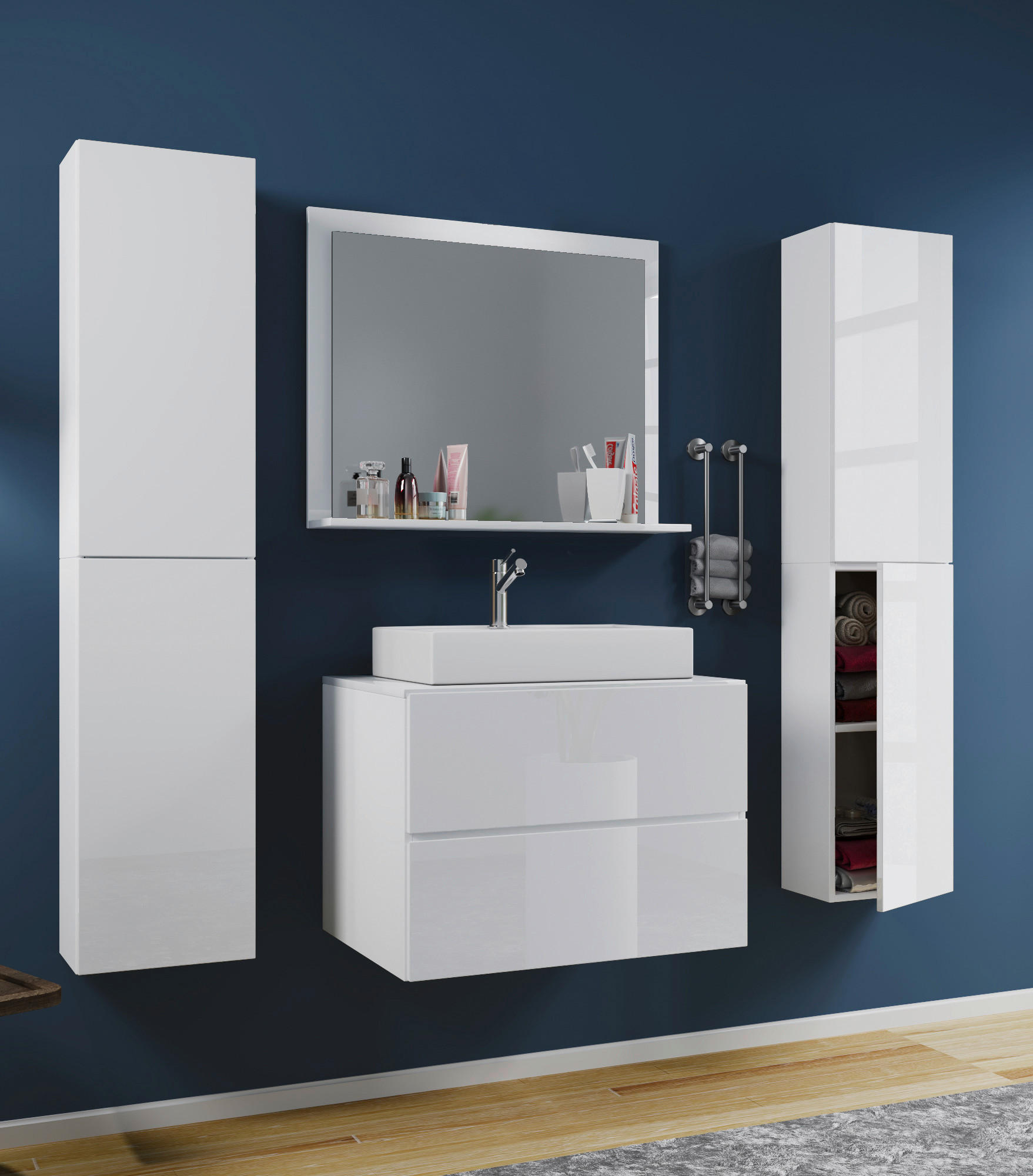 BADEZIMMER 5-teilig  in 127 cm  - Weiß, MODERN, Keramik/Holzwerkstoff (127cm) - MID.YOU