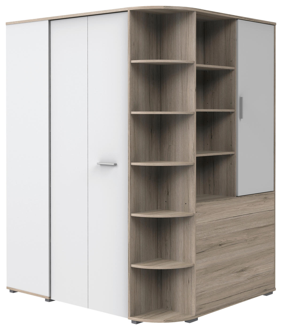 BEGEHBARER ECKSCHRANK 124/199/148 cm  - Alufarben/Weiß, KONVENTIONELL, Holzwerkstoff/Kunststoff (124/199/148cm) - Carryhome