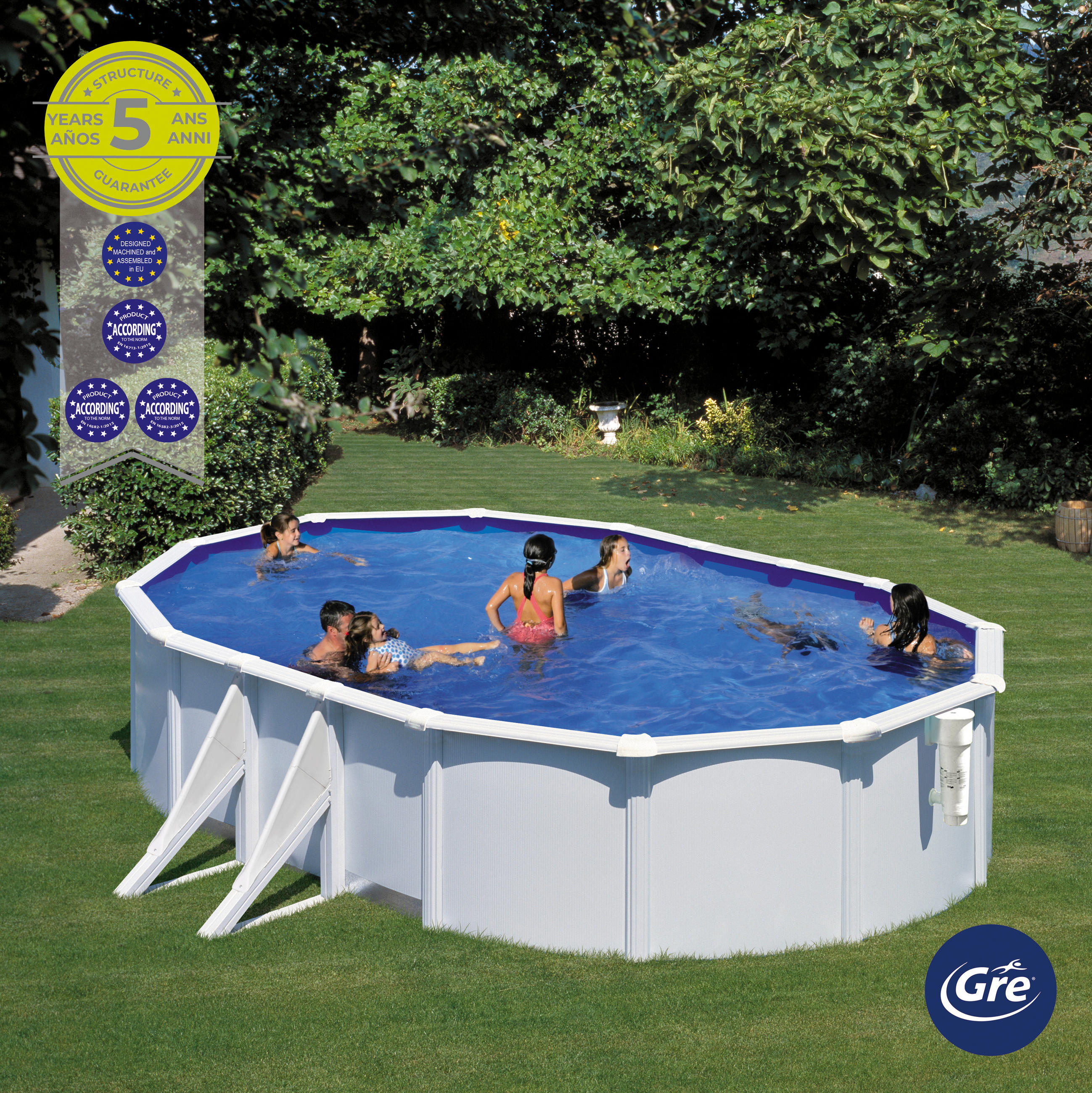 POOL-SET 2024 610/375/120 cm  - Weiß, KONVENTIONELL, Metall (610/375/120cm) - Gre