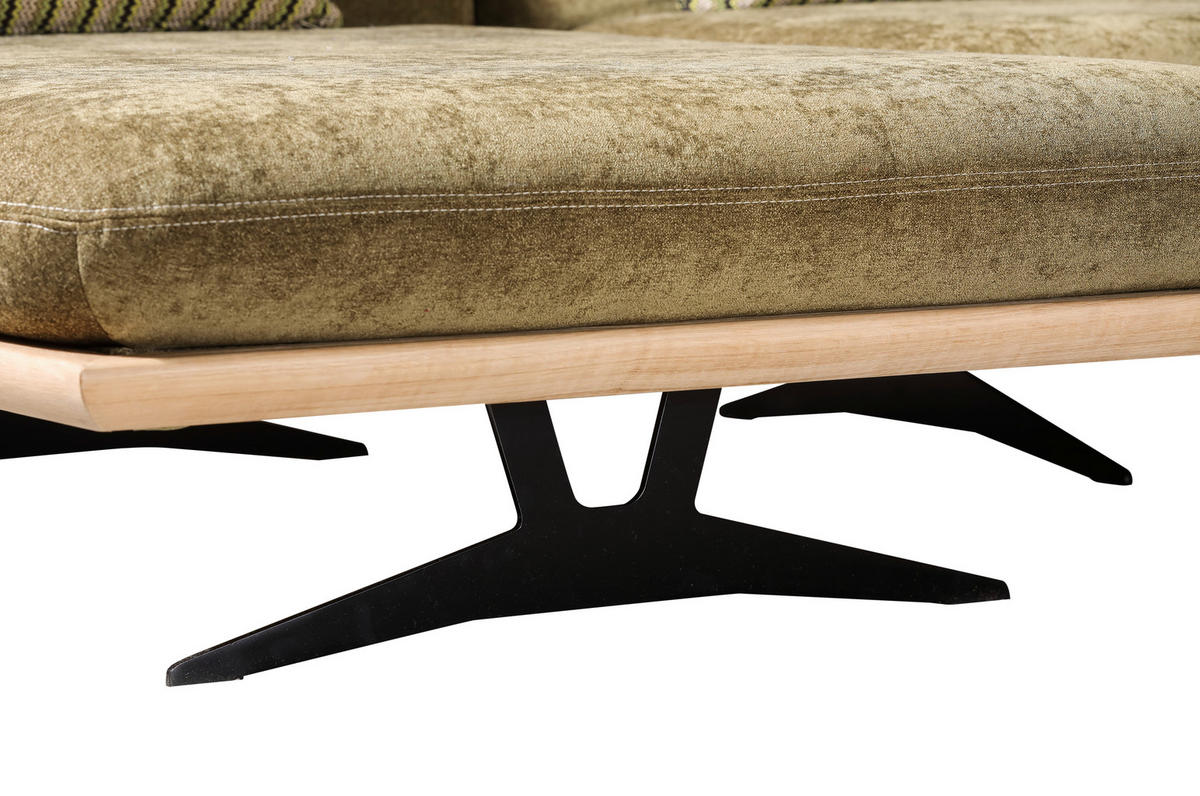 ZOFA S POSTELJNO FUNKCIJO,  svetlo zelena les, tekstil  - črna/bež, Design, kovina/tekstil (204/92/90cm) - Dieter Knoll