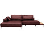 ECKSOFA  in Echtleder Bordeaux  201/304 cm  - Bordeaux/Schwarz, Design, Leder/Metall (201/304cm) - Belluti