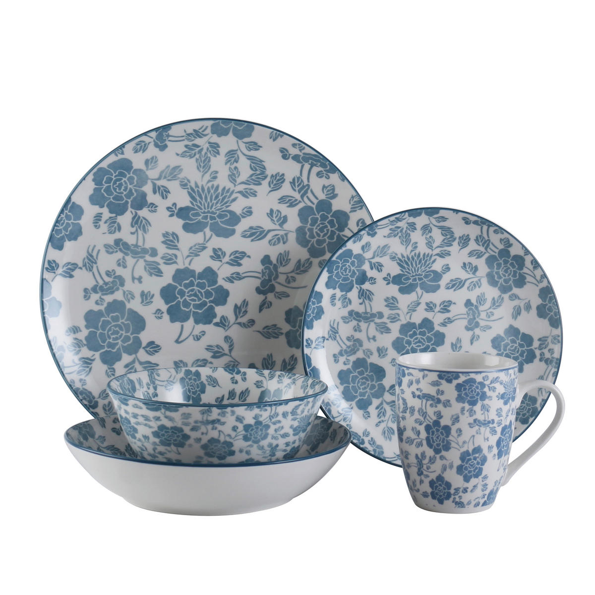 KOMBINOVANÝ SERVIS 30-dielne, porcelán keramika  - modrá/zelená, Lifestyle, keramika - Landscape