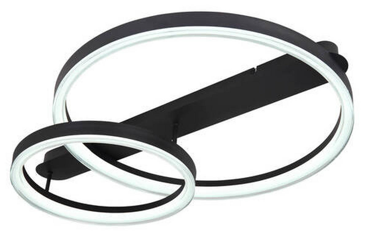 LED-DECKENLEUCHTE 50 W    82,5/60/13,5 cm  - Opal/Schwarz, Trend, Kunststoff/Metall (82,5/60/13,5cm) - Globo