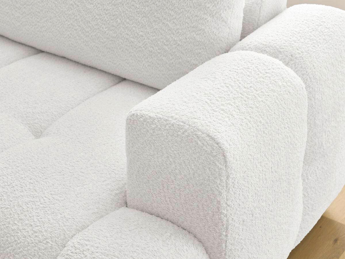 ECKSCHLAFSOFA EVEREST Bouclé Weiß  inkl. Rückenkissen, Schlaffunktion  - Schwarz/Weiß, MODERN, Kunststoff/Textil (204/282cm)