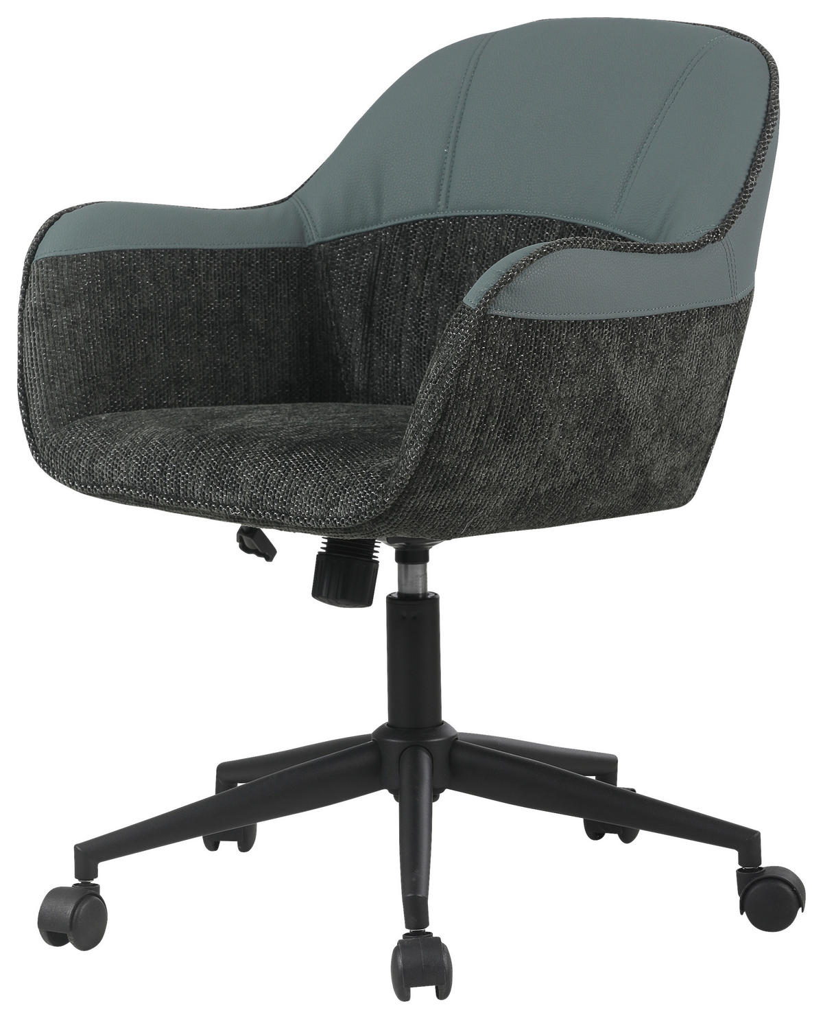 DREHSTUHL  in Lederlook, Webstoff Grün, Anthrazit  - Anthrazit/Schwarz, MODERN, Kunststoff/Textil (61/79-86,5/59cm) - Stylife