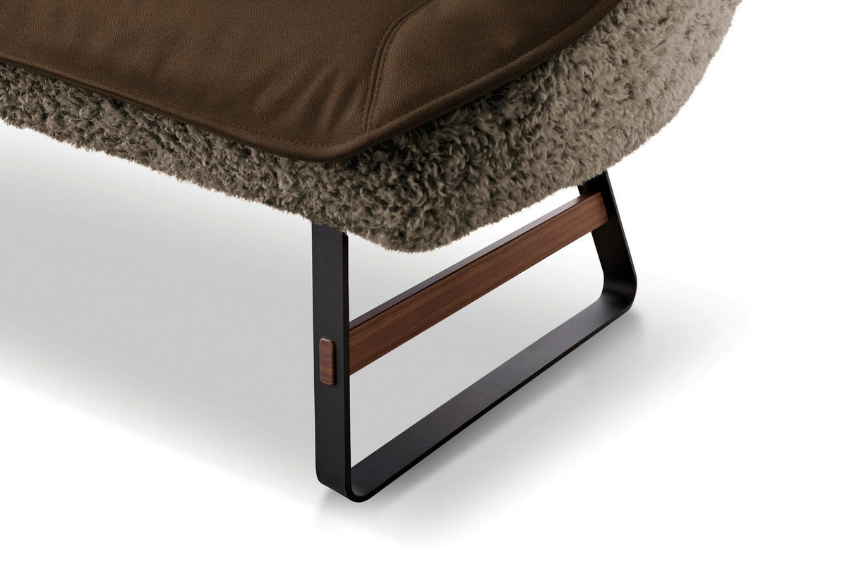 SITZBANK Textil, Leder Braun, Olivgrün  - Schwarz/Braun, Design, Leder/Holz (229/88/80cm) - Koinor