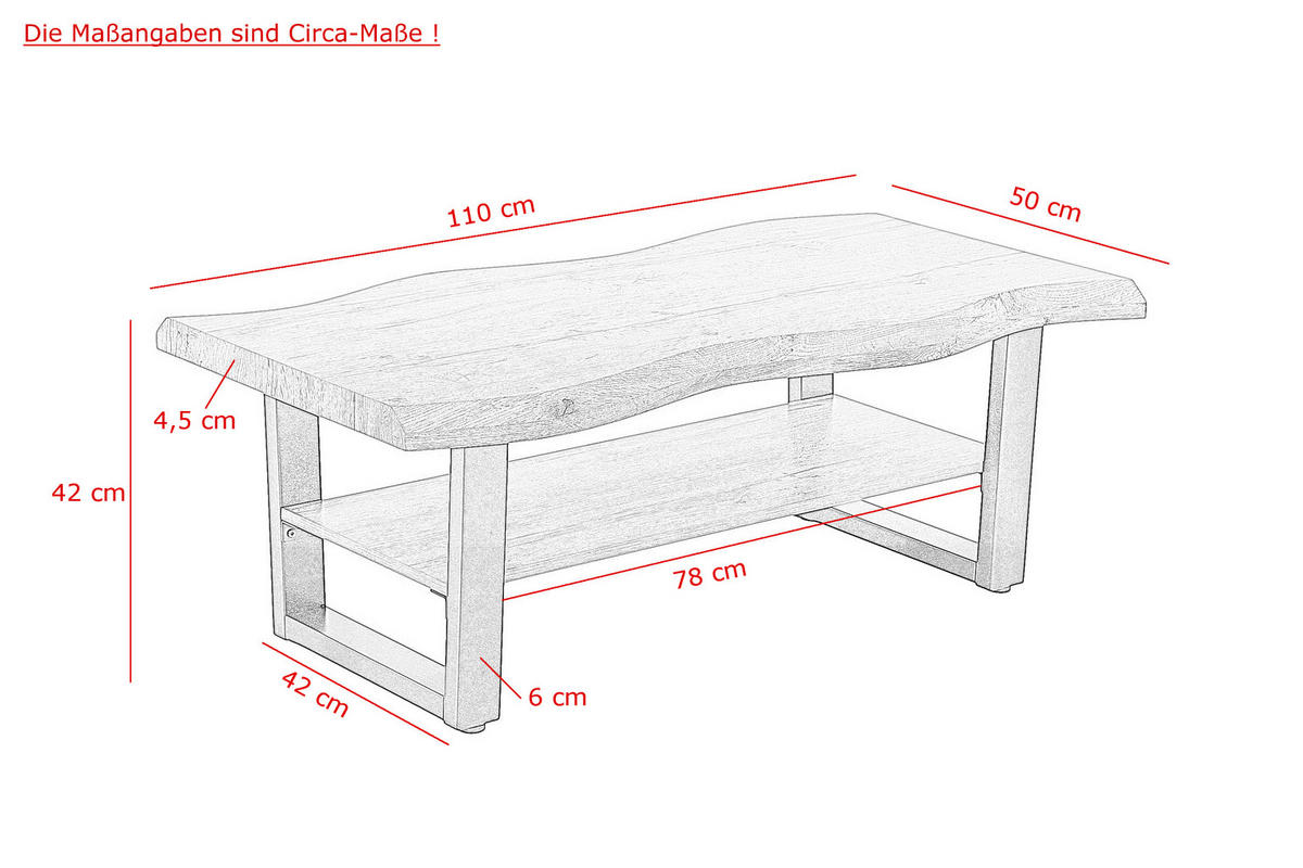 COUCHTISCHSET formgebogen Grau  - Schwarz/Grau, Design, Holzwerkstoff/Metall (110/60/42cm) - Livetastic