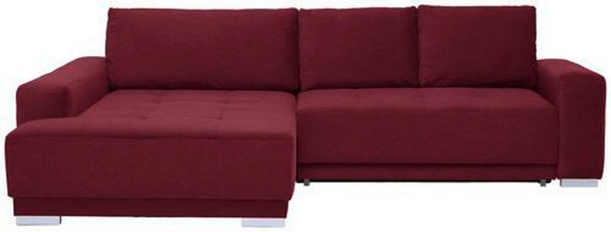 ECKSOFA Flachgewebe Rot  - Rot/Silberfarben, Design, Holz/Textil (195/293cm) - Cantus
