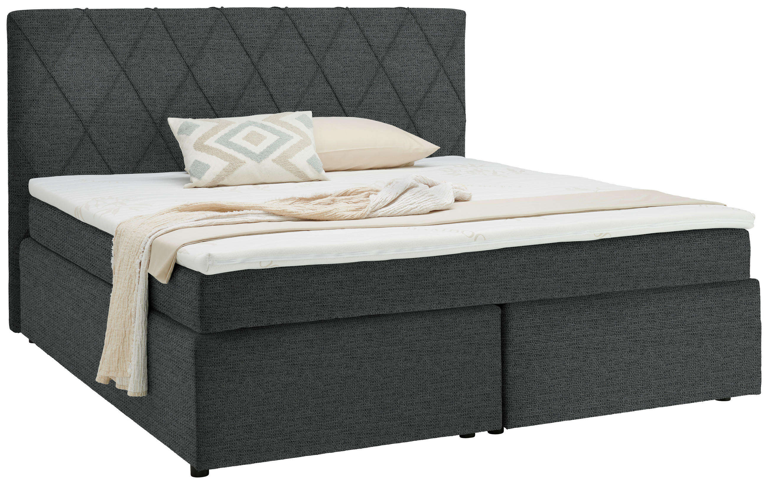 BOXSPRINGBETT 160/200 cm  in Anthrazit  - Anthrazit/Schwarz, Design, Holzwerkstoff/Kunststoff (160/200cm) - Xora