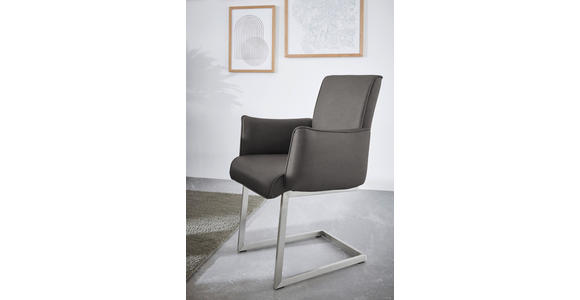 ARMLEHNSTUHL  in Stahl Mikrofaser  - Edelstahlfarben/Anthrazit, Design, Holzwerkstoff/Textil (63/91/60cm) - Dieter Knoll