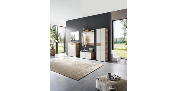 SCHUHSCHRANK Eichefarben, Kaschmir - Kaschmir/Eichefarben, Design, Glas/Holzwerkstoff (91/110/40cm) - Voleo