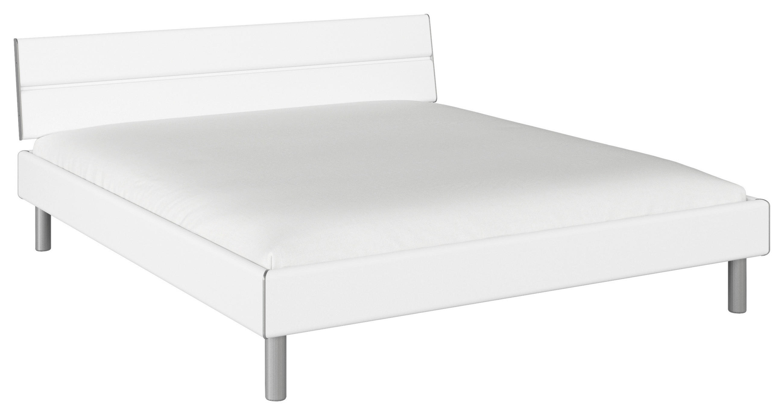 BETT 180/200 cm  in Weiss   - Weiss/Alufarben, Design, Holzwerkstoff/Metall (180/200cm) - Carryhome