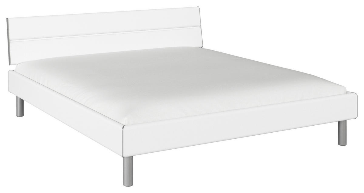 BETT 180/200 cm  in Weiß  - Alufarben/Weiß, Design, Holzwerkstoff/Metall (180/200cm) - Carryhome