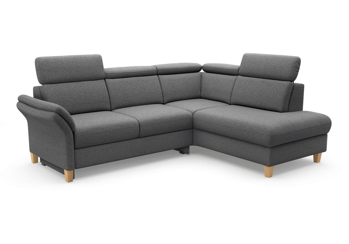 ECKSOFA Flachgewebe Dunkelgrau  - Eichefarben/Dunkelgrau, Konventionell, Holz/Textil (247/193cm) - Sit & More