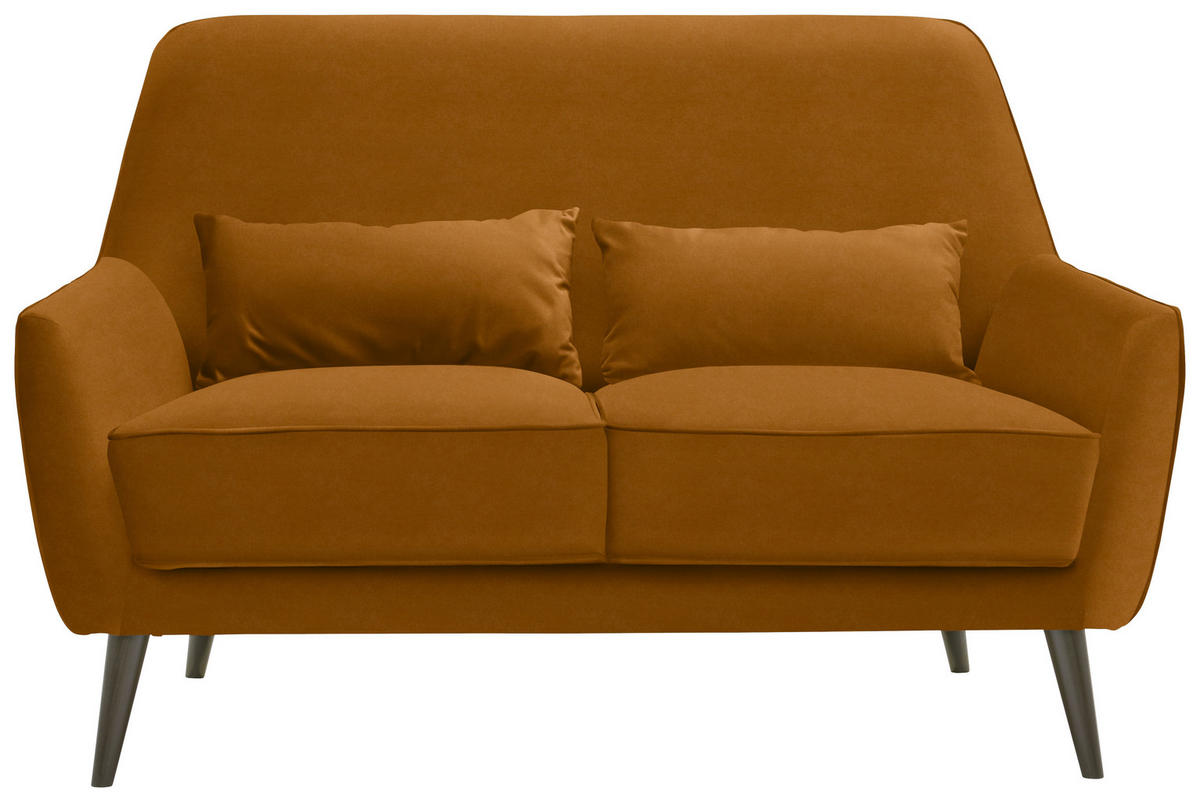 2-SITZER-SOFA in Mikrofaser Gelb  - Gelb/Schwarz, Modern, Holz/Textil (135/86/80cm) - Carryhome