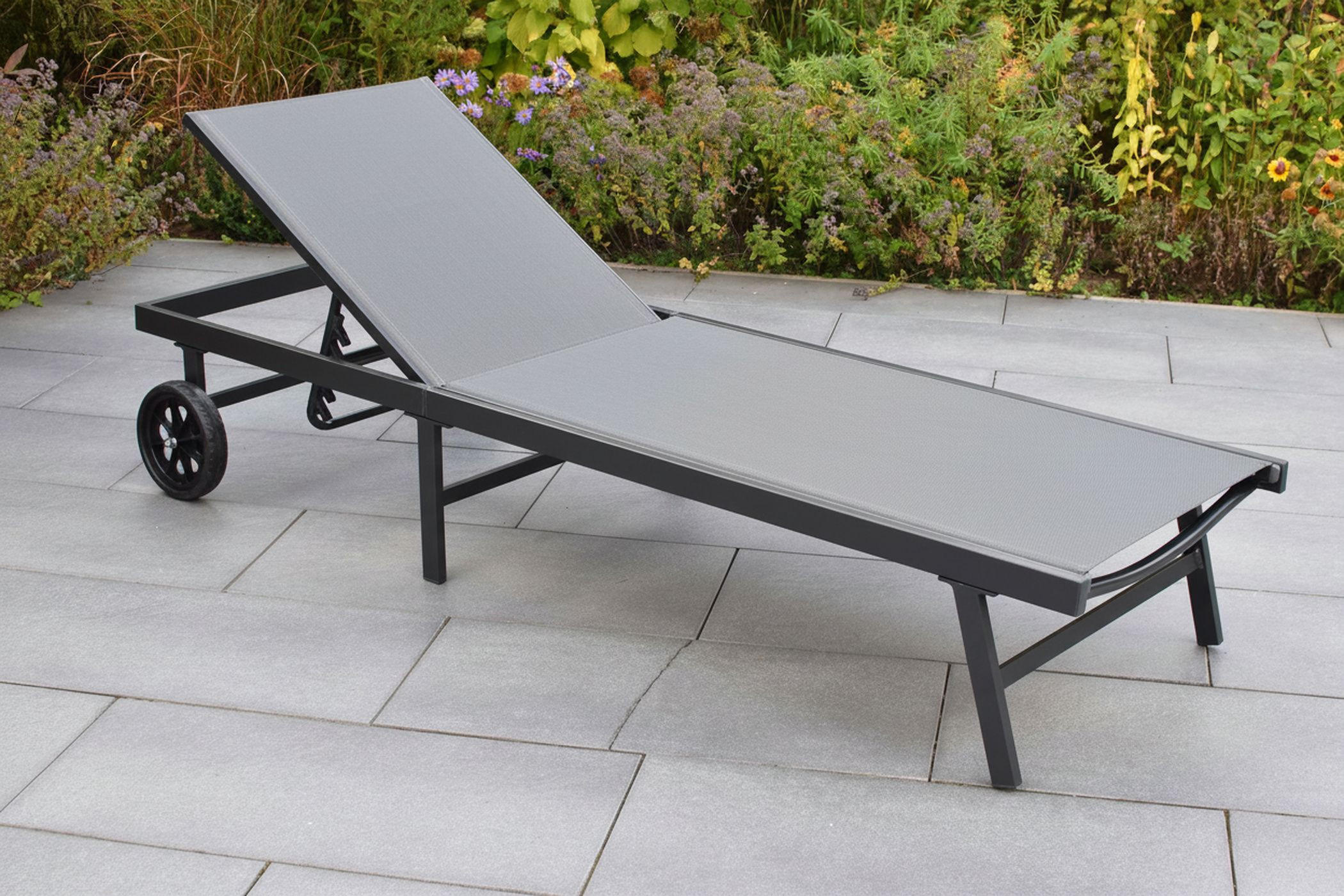 GARTENLIEGE 64,5/97,5/201 cm  - Graphitfarben/Grau, KONVENTIONELL, Textil/Metall (64,5/97,5/201cm) - Gardenson